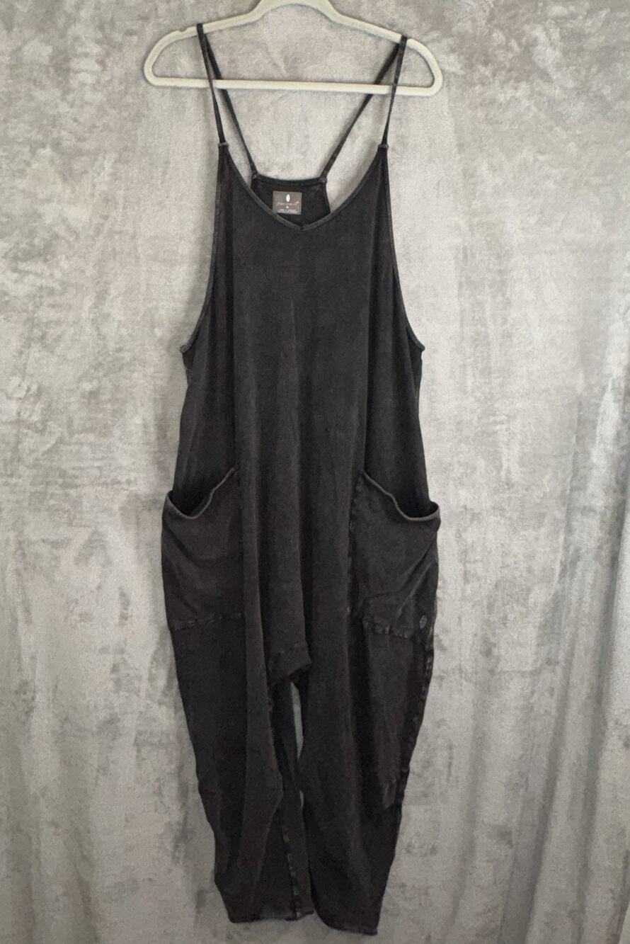 Free People Movement Hot Shot One Piece Jumpsuit Washed Black Size XL Oversized